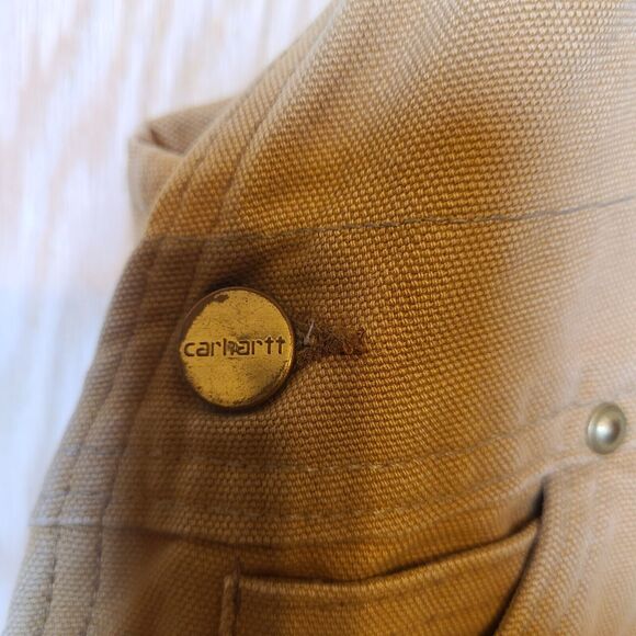 Vintage Carhartt Duck Bib Overalls 48x30 Red Quilted Insulated Double Knee "JOE" - Picture 14 of 16